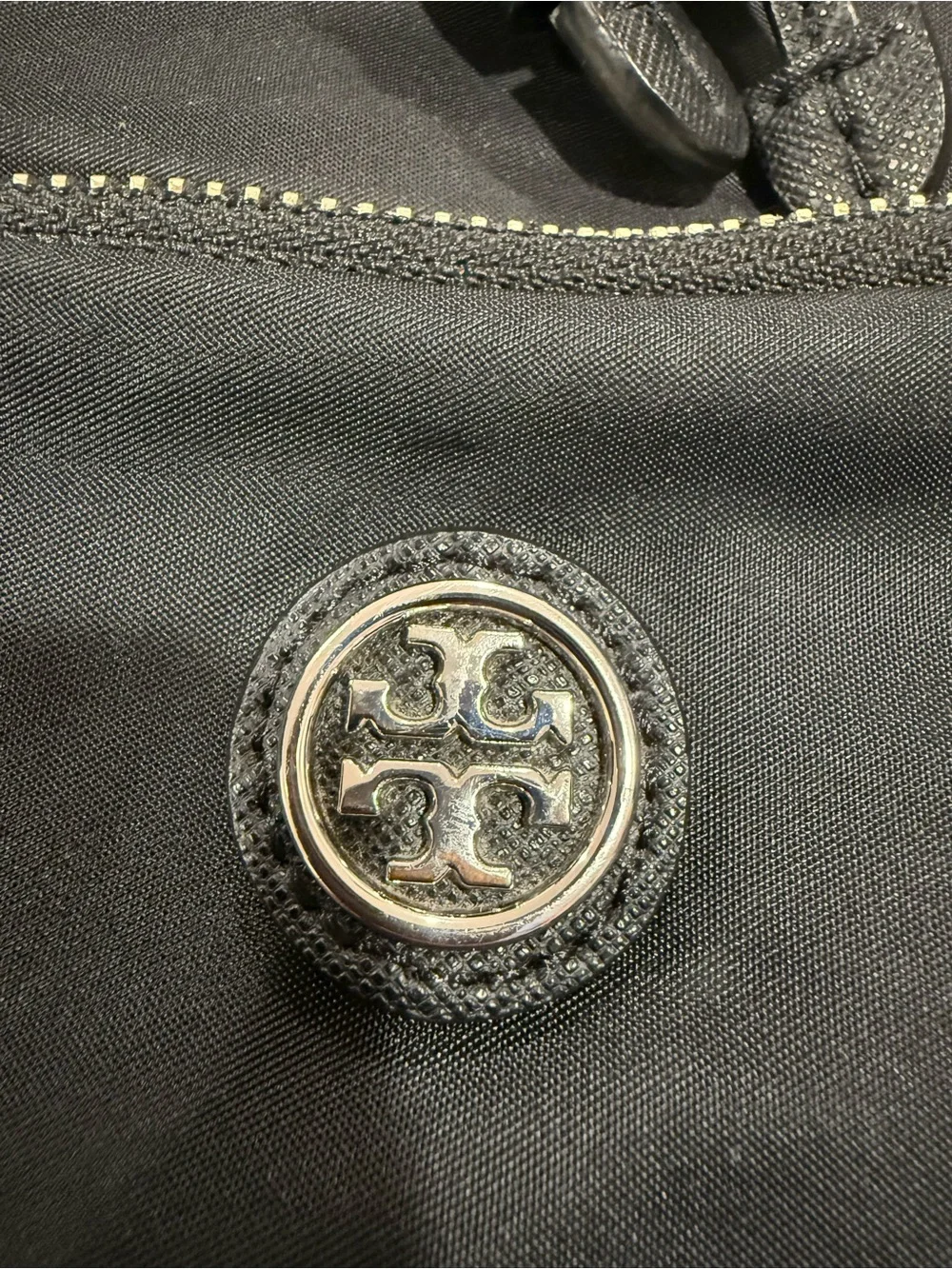 Tory Burch Black Nylon Drawstring Shoulder Bag